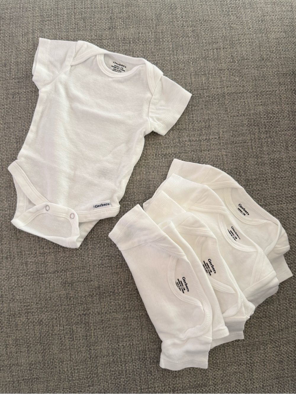 Gerber White Short-Sleeve Baby Bodysuits - 5 Pack
